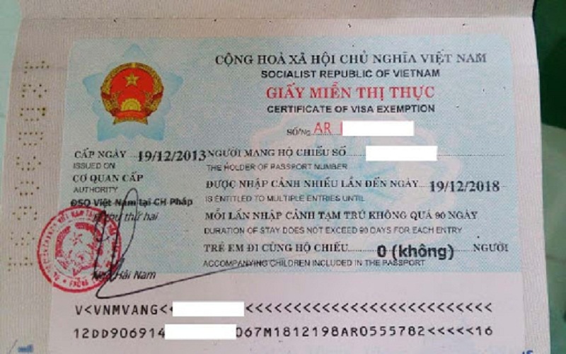 Giấy miễn thị thực cho người nước ngoài